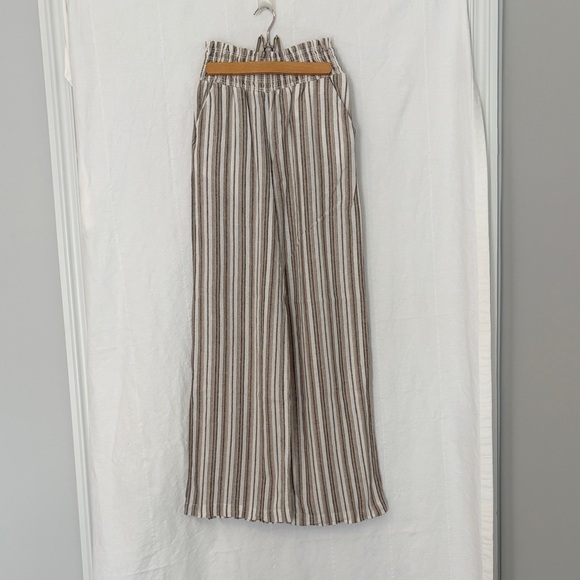 Love Tree Pants - Love Tree Beige and Brown Striped Straight-Leg Pants with Pockets, Small